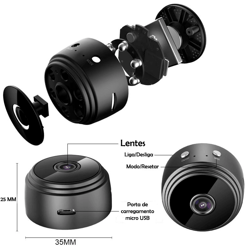 Mini Câmera Magnética Espiã Full HD Pro - Le Person