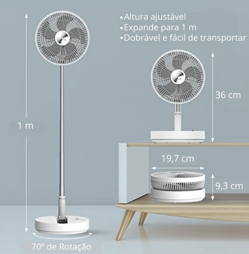 Ventilador Portátil Silencioso Dobrável